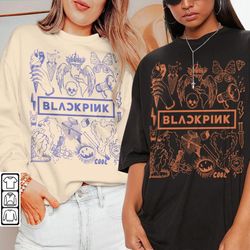 BlackPink Kpop Doodle Art Shirt, Vintage Blackpink Merch Tee Album Lyric Art Tattoo Sweatshirt, Retro BlackPink Tour 202