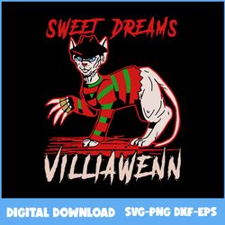 Freddy Krueger Cat Sweet Dreams Villianwenn Svg, Horror Movies Svg, Freddy Krueger Cat Svg, Halloween Svg, Png Eps File