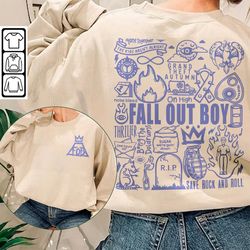 Fall Out Boy Doodle Art Shirt, 2 Side Vintage Fall Out Boy Lyrics Merch Tee Sweatshirt Hoodie, Fall Out Boy Tattoo Tour