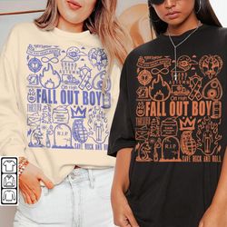 Fall Out Boy Doodle Art Shirt, Vintage Fall Out Boy Lyrics Merch Tee Sweatshirt Hoodie, Fall Out Boy Tattoo Tour 2023 DA