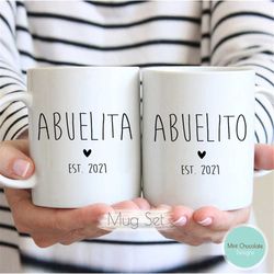 abuelita, abuelito mug set - new grandma gift, new grandpa gift, grandma and grandpa mug set, new baby, granny mug, abue