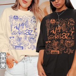 Gorillaz Doodle Art Shirt, Vintage Gorillaz Merch Tee Graphic Album Lyric Art Sweatshirt, Retro Gorillaz Tour 2023 DA150