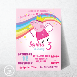 Personalized File Peppa Pig Birthday invitation | Peppa Pig Invitation | Peppa Pig Party Kids Invite| Digital PNG