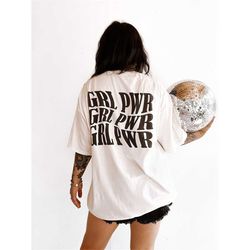 grl pwr tee, trendy comfort colors graphic tee, graphic tee for women, aesthetic y2k feminist shirt