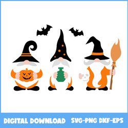 Gnome Halloween Svg, Gnome Halloween Skull Svg, Gnome Svg, Pumpkin Svg, Witch Hat Svg, Halloween Svg, Png Eps File