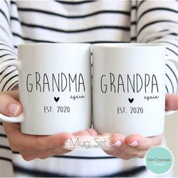 grandma, grandpa again mug set 5 - mother's day gift, grandma again gift, grandpa again gift, baby again gift, grandpare