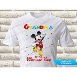 Mickey Mouse Grandma of the Birthday Boy Iron On Transfer, Mickey Mouse Iron On Transfer, Mickey Mouse Birthday Shirt Ir