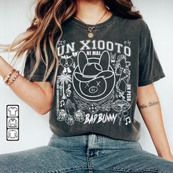 Bad Bunny Doodle Art Shirt, Vintage Un X100to Lyrics Merch Tee Sweatshirt Hoodie, Retro Bad Bunny Tattoo Tour 2023 DA030