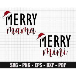 Merry Mama PNG, Merry Mini Png, Christmas Design PNG, Christmas Png Matching Family, Christmas Hat Png, Digital Download