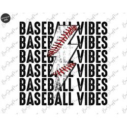 Retro Baseball Vibes Lightning Bolt PNG, Baseball Sublimation Png, Baseball Vibes Png, Retro Png, Baseball Sublimation S