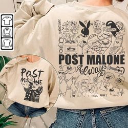 Post Malone Doodle Art Tattoo Shirt, 2 Side Post Malone Albums Lyric Art Sweatshirt Hoodie, Malone Tattoos Concert DA130