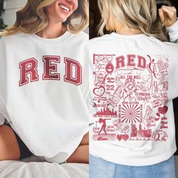 Taylor Music The Eras Tour Shirt, RED Track List Crewneck Double Sides Sweatshirt, Taylor Gift For Fan Unisex Hoodie