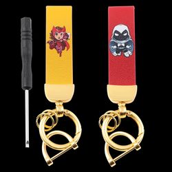 Marvel Superhero Scarlet Witch Moon Knight PU Leather Keychain Key Strap Waist Wallet Strap Lanyard Keyrings