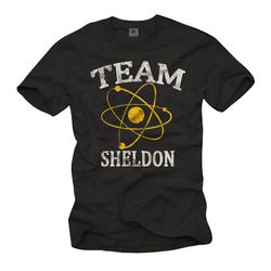 Cool Big Bang Theory Geek T-Shirt for Men with Team Sheldon print black-yellow-grey Size S-XXXXXL