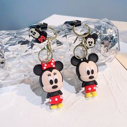 Cartoon Mickey Minnie Mouse Keychains Cute Winnie Pooh Tigger Pendant Keyrings Disney Silica Gel Key Holder Bag