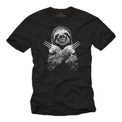 Makaya Funny Animal T-Shirt for Men - Cool Sloth Gift Black S-XXXXXL