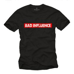 MAKAYA Funny Slogan T-Shirt for Men Bad Influence Humor Quotes Sayings Black S-XXXXXL