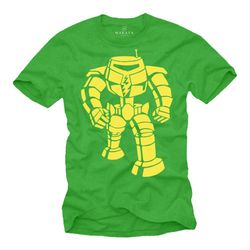 Makaya Mens T-Shirt Short Sleeve Round Neck - Big Bang Theory Robot Sheldon Green S-XXXXXL
