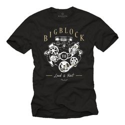 Rockabilly Mens T-Shirt Black - V8 Big Block Engine - US Muscle Car Tee Shirt S-XXXXXL