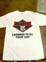 Beastie BoysLicensed To Ill Tour 1987 White Mens Tshirt Size USA Unisex Heavy Cotton