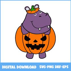 Hippopotamus Pumpkin Body Halloween Svg, Hippopotamus Svg, Happy Halloween Svg, Halloween Svg, Png Eps Dxf Digital File