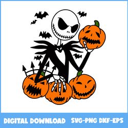 Jack Skellington Pumpkin Halloween Svg, Jack Skellington Svg, Skeleton Svg, Pumpin Svg, Halloween Svg, Png Eps Dxf File