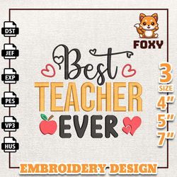 Best Teacher Ever Embroidery Designs, Back To School Embroidery File, School Life Embroidery Design, Cute Kindergarten