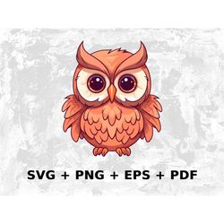 Cartoon Owl Svg Png Eps, Commercial use Clipart Vector Graphics for Wall Art, Tshirts, Sublimation, Print on Demand, Sti