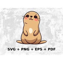 Cartoon Sea Lion Svg Png Eps, Commercial use Clipart Vector Graphics for Wall Art, Tshirts, Sublimation, Print on Demand