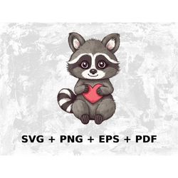 Cartoon Raccoon Svg Png Eps, Commercial use Clipart Vector Graphics for Wall Art, Tshirts, Sublimation, Print on Demand,