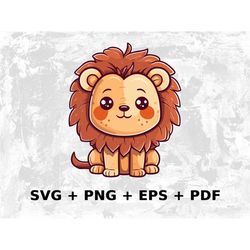 Cartoon Lion Svg Png Eps, Commercial use Clipart Vector Graphics for Wall Art, Tshirts, Sublimation, Print on Demand, St