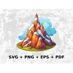 Cartoon Mountain Svg Png Eps, Commercial use Clipart Vector Graphics for Wall Art, Tshirts, Sublimation, Print on Demand