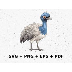 Cartoon Emu Svg Png Eps, Commercial use Clipart Vector Graphics for Wall Art, Tshirts, Sublimation, Print on Demand, Sti
