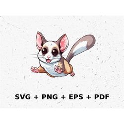 Cartoon Sugar Glider Svg Png Eps, Commercial use Clipart Vector Graphics for Wall Art, Tshirts, Sublimation, Print on De
