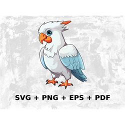 Cartoon Cockatoo Svg Png Eps, Commercial use Clipart Vector Graphics for Wall Art, Tshirts, Sublimation, Print on Demand