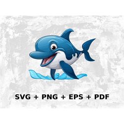 Cartoon Killer Whale Svg Png Eps, Commercial use Clipart Vector Graphics for Wall Art, Tshirts, Sublimation, Print on De