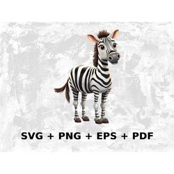 Cartoon Zebra Svg Png Eps, Commercial use Clipart Vector Graphics for Wall Art, Tshirts, Sublimation, Print on Demand, S