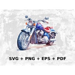Watercolor Motorbike Svg Png Eps, Commercial use Clipart Vector Graphics for Wall Art, Tshirts, Sublimation, Print on De