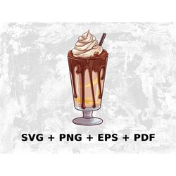 Cartoon Chocolate Milkshake Svg Png Eps, Commercial use Clipart Vector Graphics for Wall Art, Tshirts Sublimation, Print
