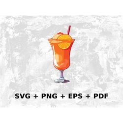 Cartoon Orange Cocktail Svg Png Eps, Commercial use Clipart Vector Graphics for Wall Art, Tshirts, Sublimation, Print on