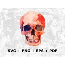 Watercolor Red Skull Svg Png Eps, Commercial use Clipart Vector Graphics for Wall Art, Tshirts, Sublimation, Print on De