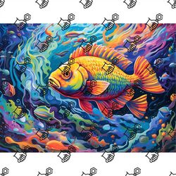 Psychedelic Gold Fish Tumbler Wrap, JPG Tumbler Design Sublimation Digital Download, Sublimation Design Colourful Tumble