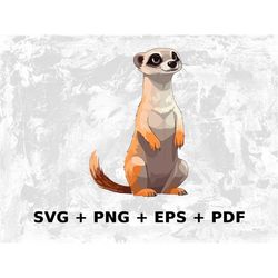 Cartoon Meerkat Svg Png Eps, Commercial use Clipart Vector Graphics for Wall Art, Tshirts, Sublimation, Print on Demand,