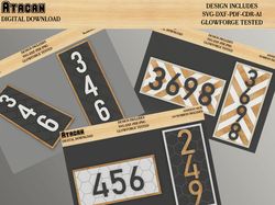 Property Number Door Sign Plaque / Number Sign / Herringbone pattern Laser cut files / Barn quilt SVG 426