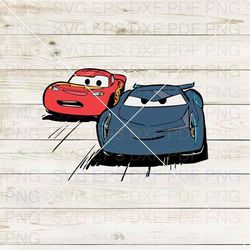 Lightning Mcqueen And Jackson Storm Racing Car Cars 020 Svg Dxf Eps Pdf Png, Cricut, Cutting file, Vector, Clipart