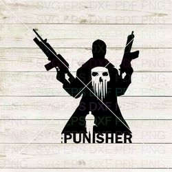 Punisher Silhouette 034 Svg Dxf Eps Pdf Png, Cricut, Cutting file, Vector, Clipart