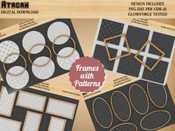 Frames with Patterns Bundle / Glowforge Svg files / Farmhouse Frame / Laser SVG Patterns 424
