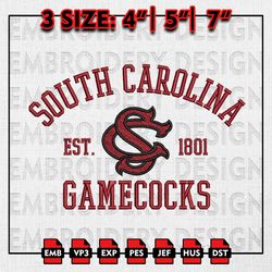 NCAA South Carolina Gamecocks Embroidery files, NCAA Embroidery Designs, South Carolina Machine Embroidery Pattern
