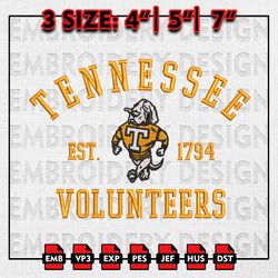 NCAA Tennessee Volunteers Embroidery files, NCAA Embroidery Designs, Tennessee Volunteers Machine Embroidery Pattern