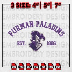 NCAA Furman Paladins Embroidery files, NCAA Embroidery Designs, Furman Paladins Machine Embroidery Pattern